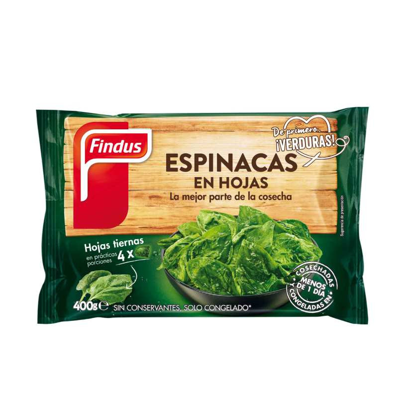 Espinacas hojas estuche 400gr.