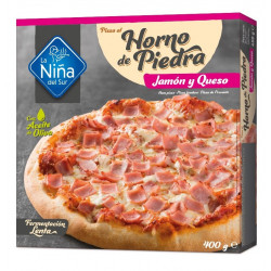 Pizza horno de piedra Jamon y Queso 400gr.